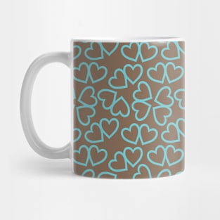 Brown and Blue Hearts Repeated Pattern 088#001 Mug